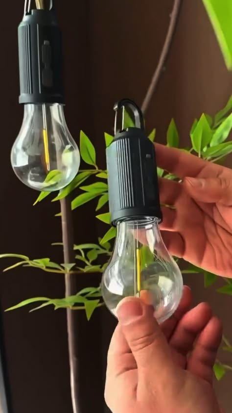 Decorative Rechargeable Hanging LED Bulb 3 Modes Tent Lamp for Camping Pac of 2