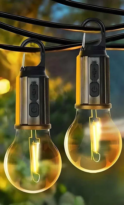 Decorative Rechargeable Hanging LED Bulb 3 Modes Tent Lamp for Camping Pac of 2